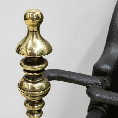 Antique Georgian Fire Basket with Brass Finials