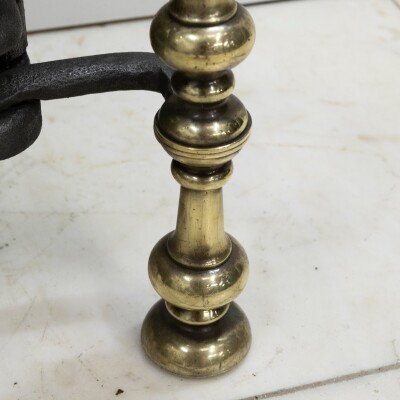Antique Georgian Fire Basket with Brass Finials