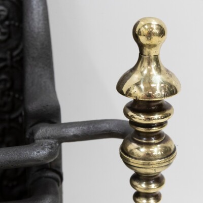 Antique Georgian Fire Basket with Brass Finials