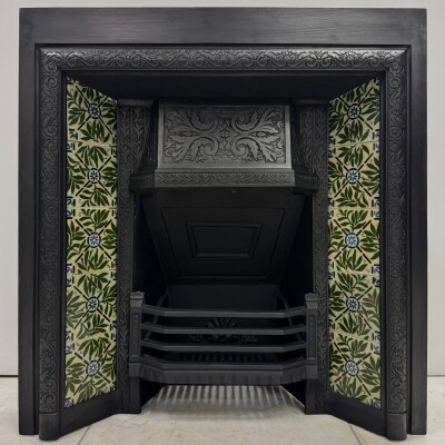 Antique Victorian Fireplace Insert With Josiah Wedgwood Tiles