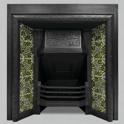 Antique Victorian Fireplace Insert With Josiah Wedgwood Tiles