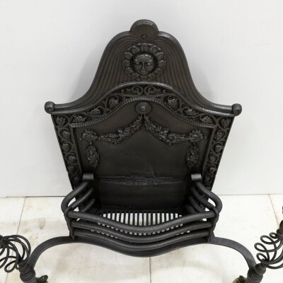 Large Antique Arts & Crafts Fire Basket with Finials