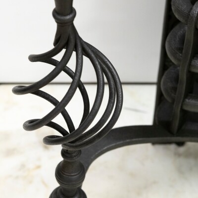 Large Antique Arts & Crafts Fire Basket with Finials