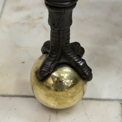 Large Antique Arts & Crafts Fire Basket with Finials