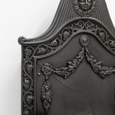 Large Antique Arts & Crafts Fire Basket with Finials