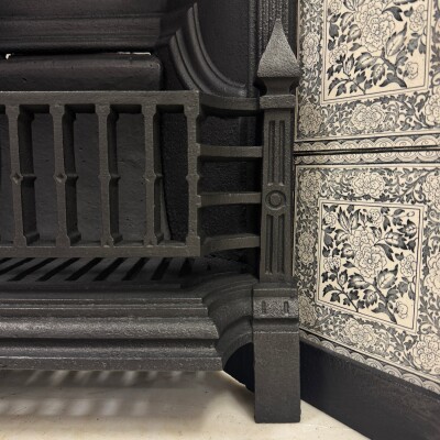 Antique Victorian Cast Iron Floral Tiled Fireplace Insert