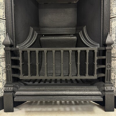 Antique Victorian Cast Iron Floral Tiled Fireplace Insert