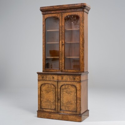 Antique Victorian Burr Walnut Dresser | Glazed Display Cabinet