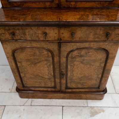 Antique Victorian Burr Walnut Dresser | Glazed Display Cabinet