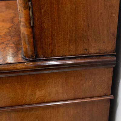 Antique Victorian Burr Walnut Dresser | Glazed Display Cabinet