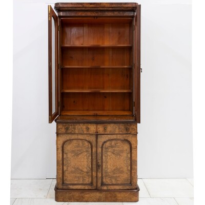 Antique Victorian Burr Walnut Dresser | Glazed Display Cabinet