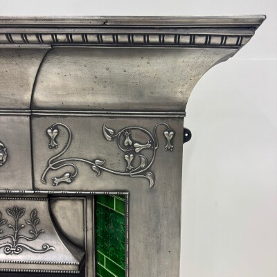 Antique Cast Iron Art Nouveau Combination Fireplace