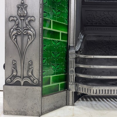 Antique Cast Iron Art Nouveau Combination Fireplace
