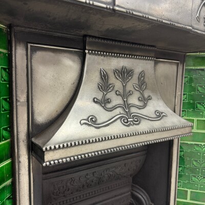 Antique Cast Iron Art Nouveau Combination Fireplace