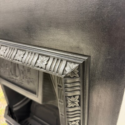 Antique Victorian Cast Iron Floral Tiled Fireplace Insert