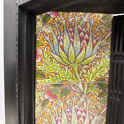 Antique Victorian Cast Iron Floral Tiled Fireplace Insert