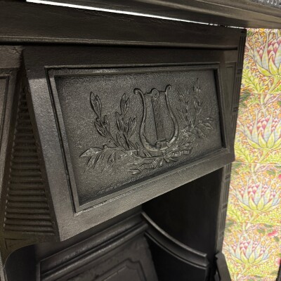 Antique Victorian Cast Iron Floral Tiled Fireplace Insert