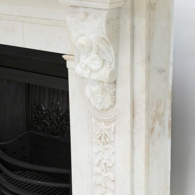 Imposing Victorian Statuary Marble Carved Corbel Chimneypiece