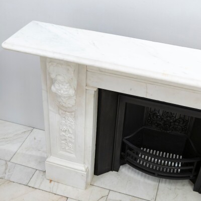Imposing Victorian Statuary Marble Carved Corbel Chimneypiece