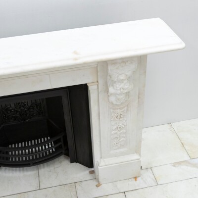 Imposing Victorian Statuary Marble Carved Corbel Chimneypiece