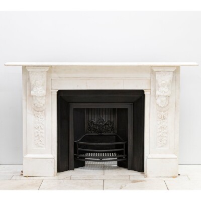 Imposing Victorian Statuary Marble Carved Corbel Chimneypiece