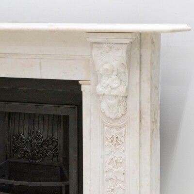 Imposing Victorian Statuary Marble Carved Corbel Chimneypiece
