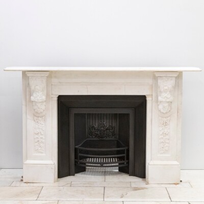 Imposing Victorian Statuary Marble Carved Corbel Chimneypiece