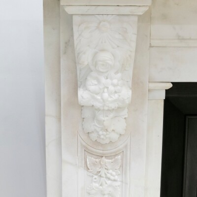 Imposing Victorian Statuary Marble Carved Corbel Chimneypiece