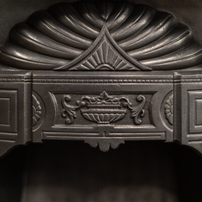 Antique Art Nouveau Combination Fireplace with Green & Red Tiles