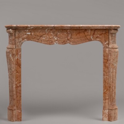 Antique French Style Louis Pompadour Rouge Marble Fireplace