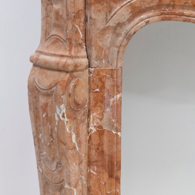 Antique French Style Louis Pompadour Rouge Marble Fireplace
