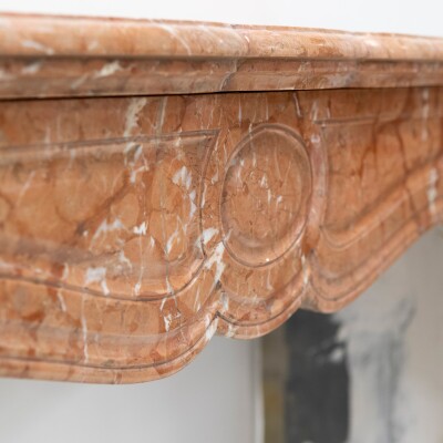 Antique French Style Louis Pompadour Rouge Marble Fireplace