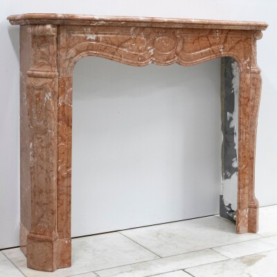 Antique French Style Louis Pompadour Rouge Marble Fireplace