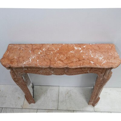 Antique French Style Louis Pompadour Rouge Marble Fireplace