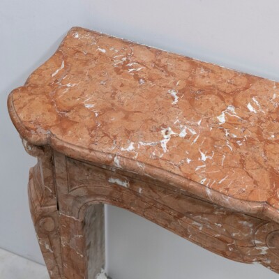 Antique French Style Louis Pompadour Rouge Marble Fireplace