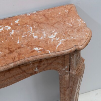 Antique French Style Louis Pompadour Rouge Marble Fireplace
