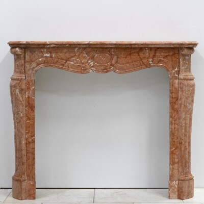 Antique French Style Louis Pompadour Rouge Marble Fireplace