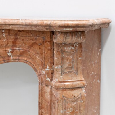 Antique French Style Louis Pompadour Rouge Marble Fireplace