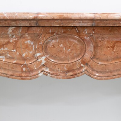 Antique French Style Louis Pompadour Rouge Marble Fireplace