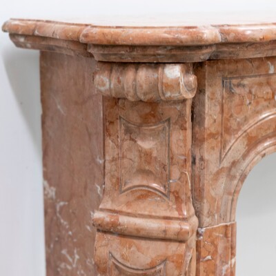 Antique French Style Louis Pompadour Rouge Marble Fireplace