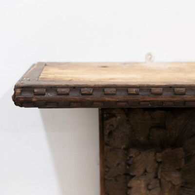 Antique Carved Oak & Pine Jacobean Style Fireplace Surround