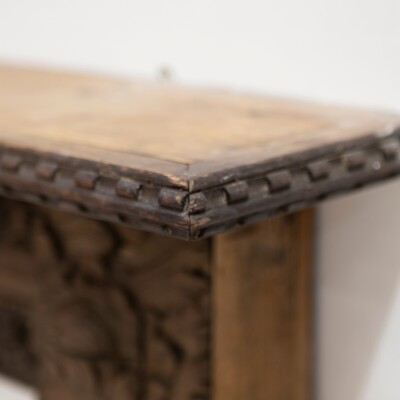 Antique Carved Oak & Pine Jacobean Style Fireplace Surround