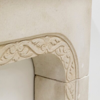 Antique Carved Stone Architectural Fireplace Surround