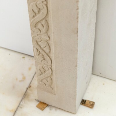 Antique Carved Stone Architectural Fireplace Surround