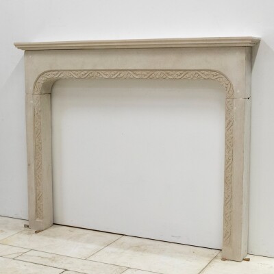 Antique Carved Stone Architectural Fireplace Surround