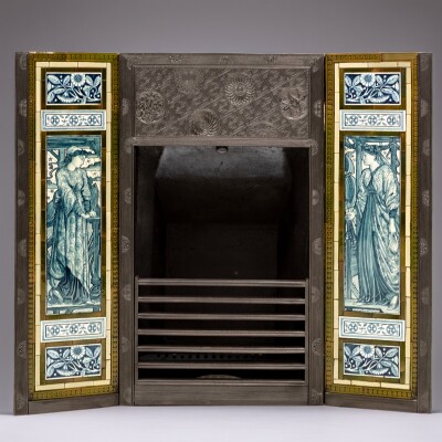 Antique Cast Iron Thomas Jeckyll Insert with William Morris Tiles