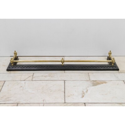 Antique Fireplace Fender with Finials