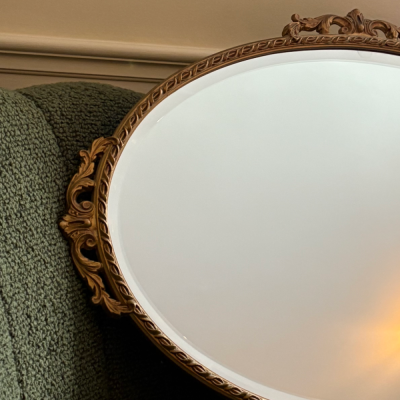Vintage Gilt Oval Wall Mirror 