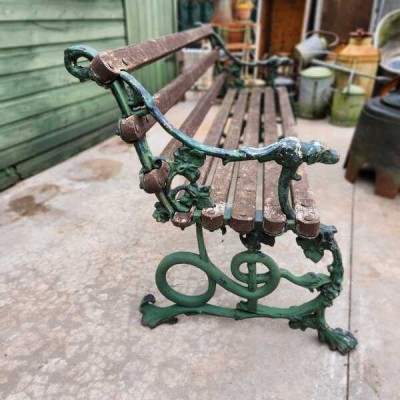 19thC Antique Original Coalbrookdale Serpent and Grape Cast Iron Garden Bench