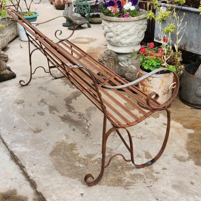 19thC Slatwork Metal Garden Bench